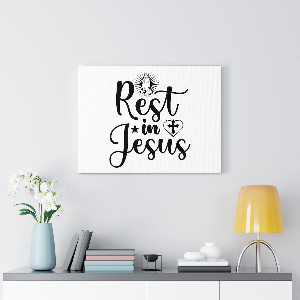 Scripture Walls Rest In Jesus Bible Verse Canvas Christian Wall Art Ready to Hang Unframed-Express Your Love Gifts
