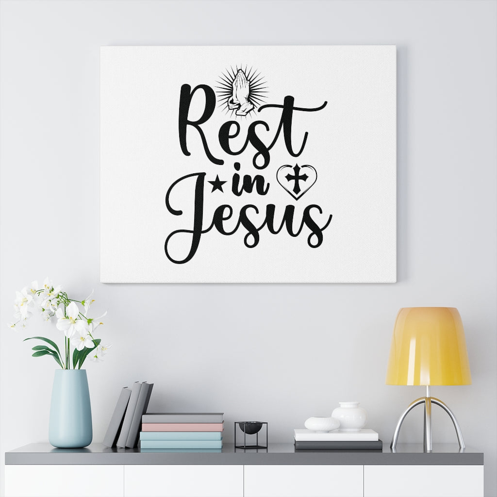 Scripture Walls Rest In Jesus Bible Verse Canvas Christian Wall Art Ready to Hang Unframed-Express Your Love Gifts