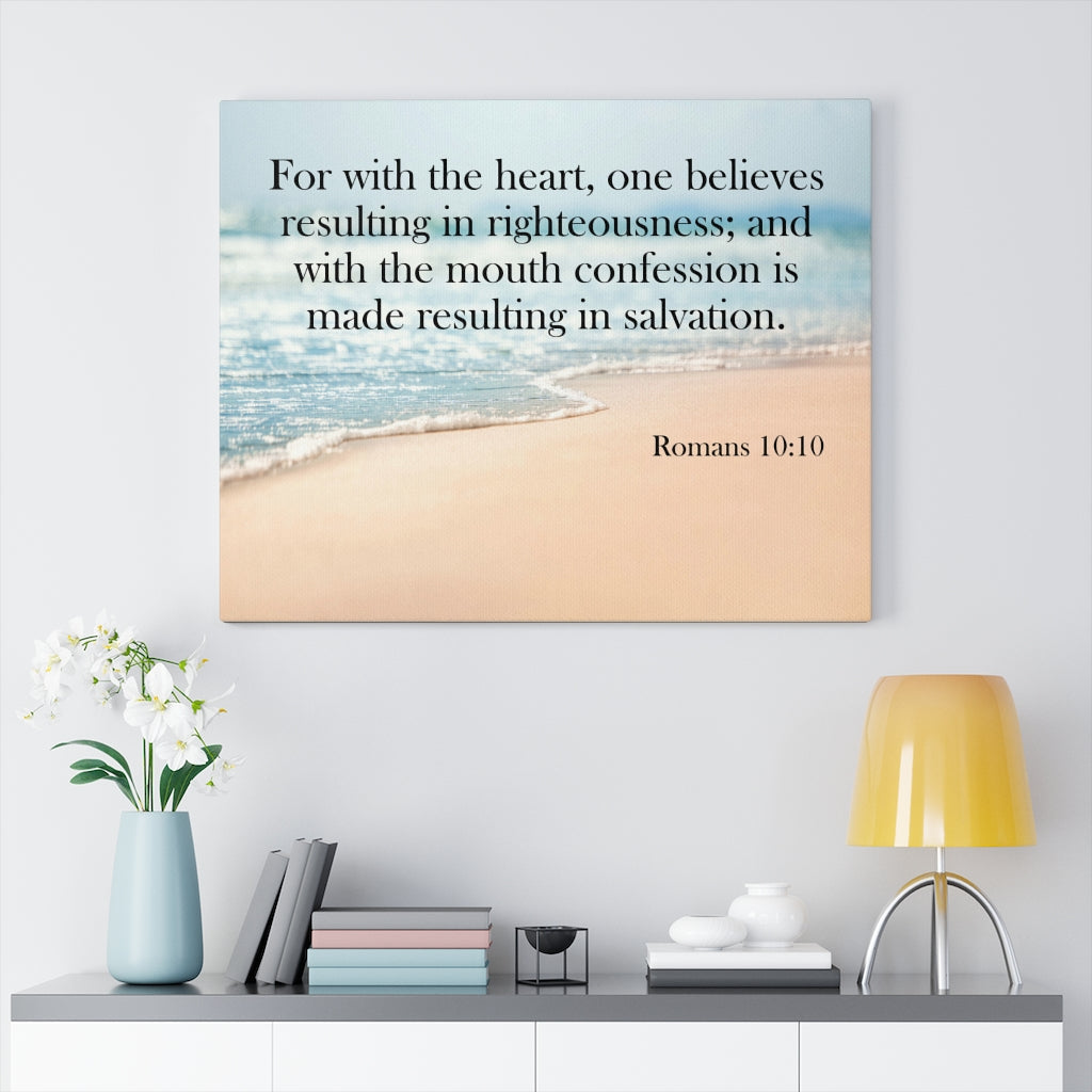 Scripture Walls Resulting in Salvation Romans 10:10 Wall Art Christian Home Decor Unframed-Express Your Love Gifts