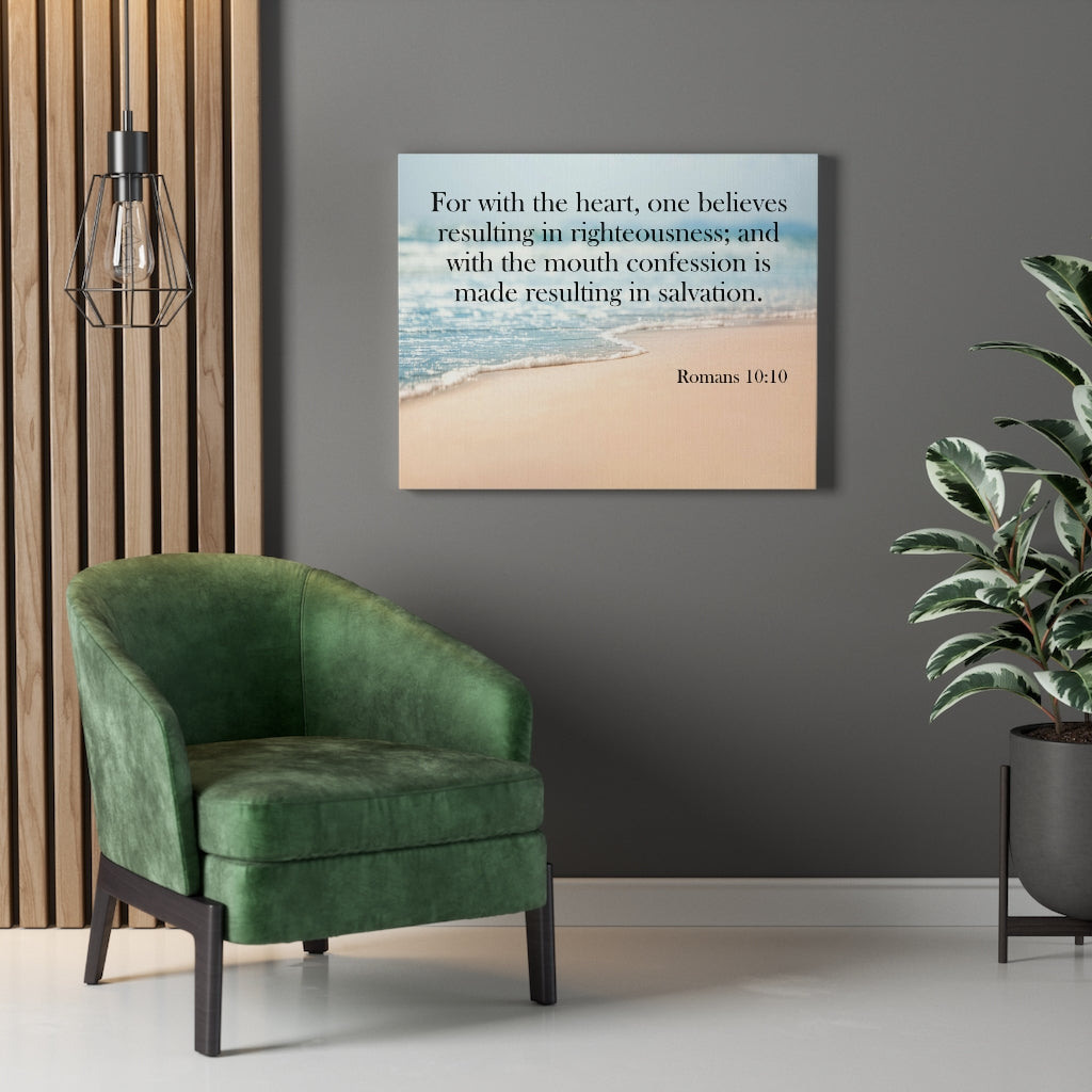 Scripture Walls Resulting in Salvation Romans 10:10 Wall Art Christian Home Decor Unframed-Express Your Love Gifts