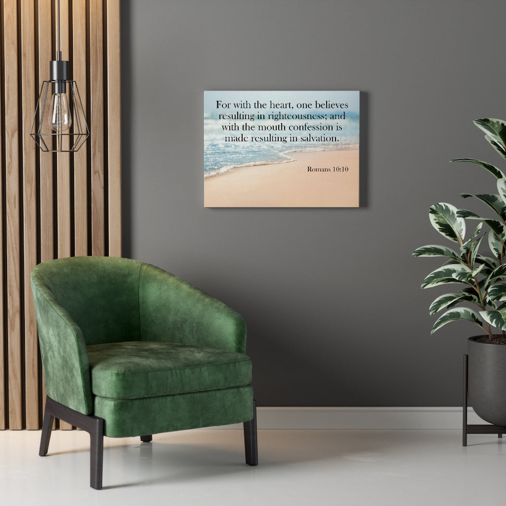 Scripture Walls Resulting in Salvation Romans 10:10 Wall Art Christian Home Decor Unframed-Express Your Love Gifts