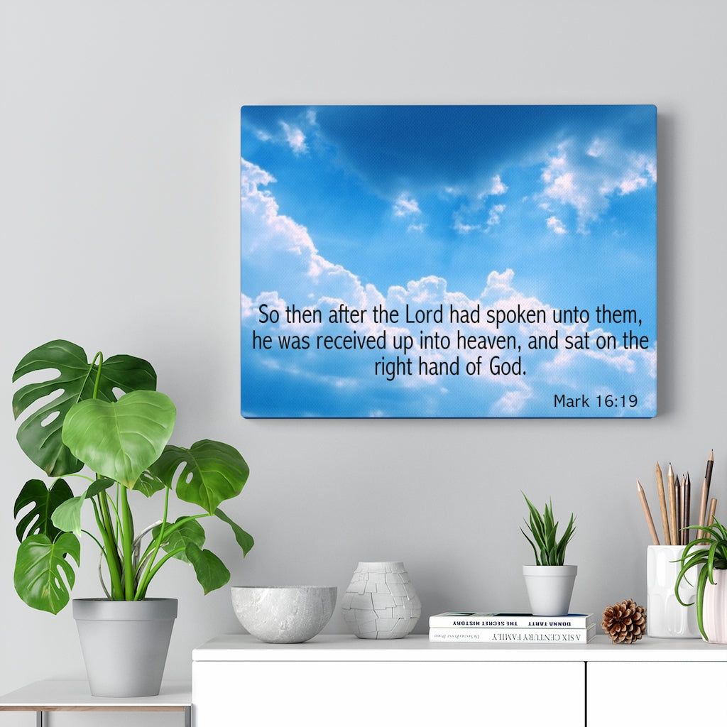 Scripture Walls Right Hand of God Mark 16:19 Bible Verse Canvas Christian Wall Art Ready to Hang Unframed-Express Your Love Gifts