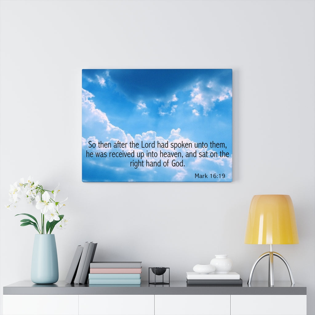 Scripture Walls Right Hand of God Mark 16:19 Bible Verse Canvas Christian Wall Art Ready to Hang Unframed-Express Your Love Gifts