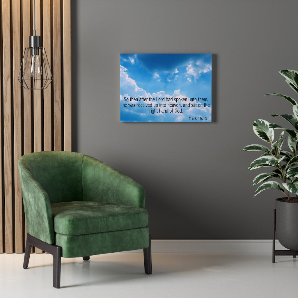 Scripture Walls Right Hand of God Mark 16:19 Bible Verse Canvas Christian Wall Art Ready to Hang Unframed-Express Your Love Gifts