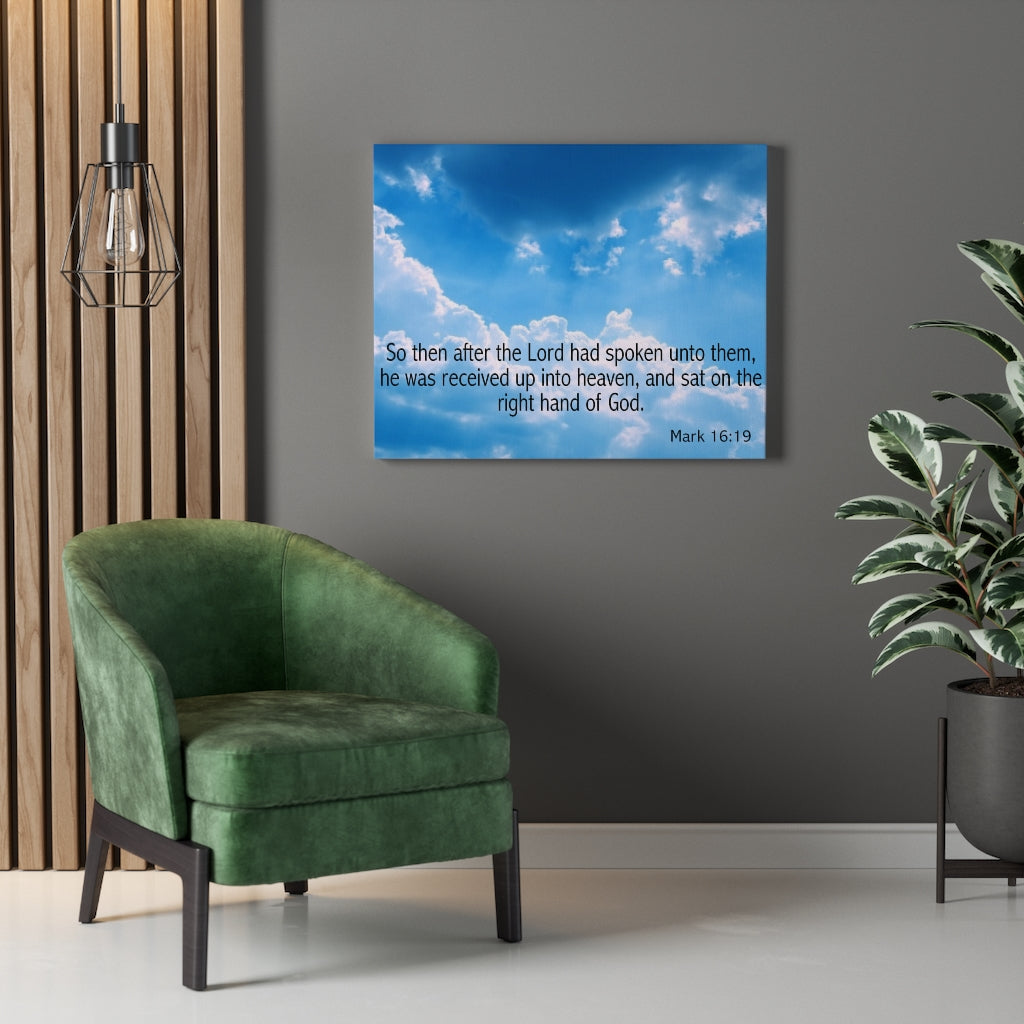 Scripture Walls Right Hand of God Mark 16:19 Bible Verse Canvas Christian Wall Art Ready to Hang Unframed-Express Your Love Gifts