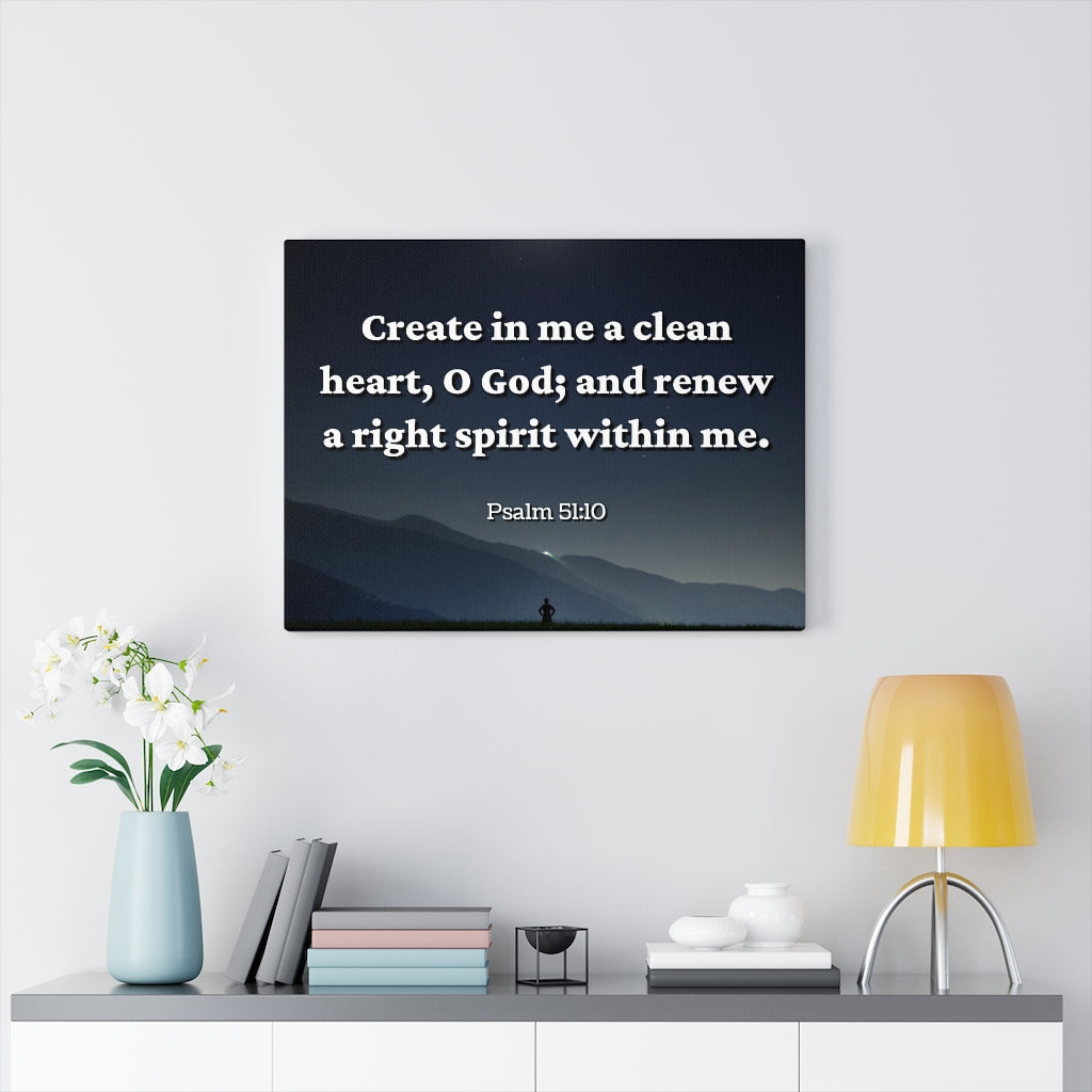 Scripture Walls Right Spirit Psalms 51:10 Bible Verse Canvas Christian Wall Art Ready to Hang Unframed-Express Your Love Gifts