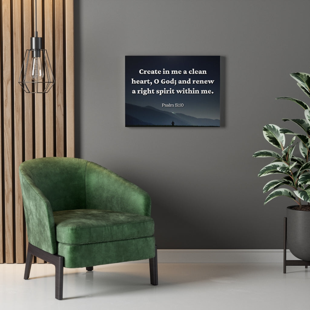Scripture Walls Right Spirit Psalms 51:10 Bible Verse Canvas Christian Wall Art Ready to Hang Unframed-Express Your Love Gifts