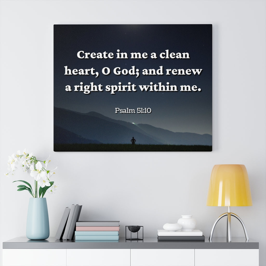 Scripture Walls Right Spirit Psalms 51:10 Bible Verse Canvas Christian Wall Art Ready to Hang Unframed-Express Your Love Gifts