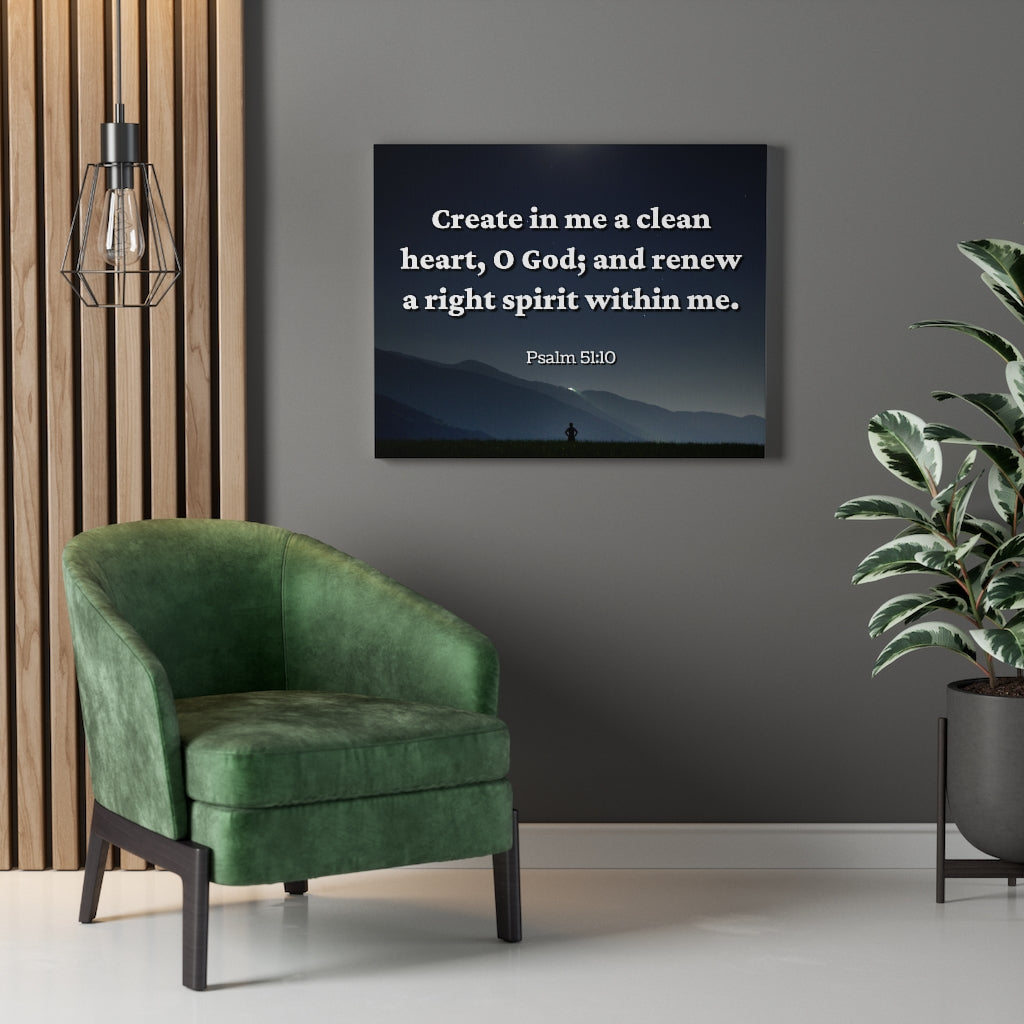 Scripture Walls Right Spirit Psalms 51:10 Bible Verse Canvas Christian Wall Art Ready to Hang Unframed-Express Your Love Gifts
