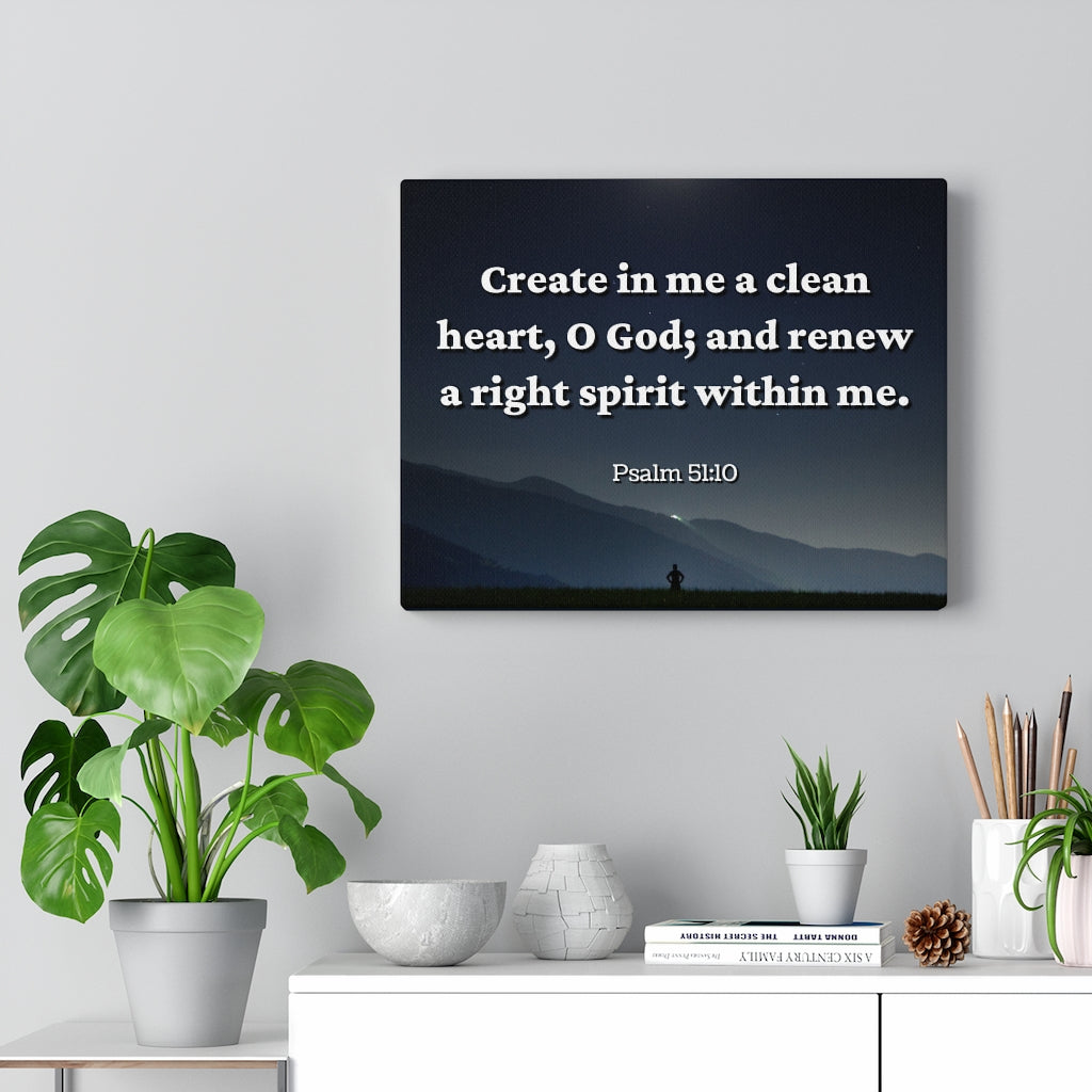 Scripture Walls Right Spirit Psalms 51:10 Bible Verse Canvas Christian Wall Art Ready to Hang Unframed-Express Your Love Gifts