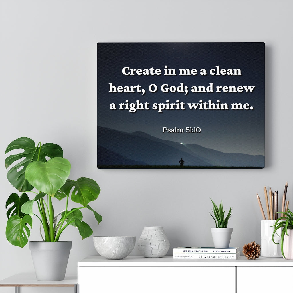 Scripture Walls Right Spirit Psalms 51:10 Bible Verse Canvas Christian Wall Art Ready to Hang Unframed-Express Your Love Gifts