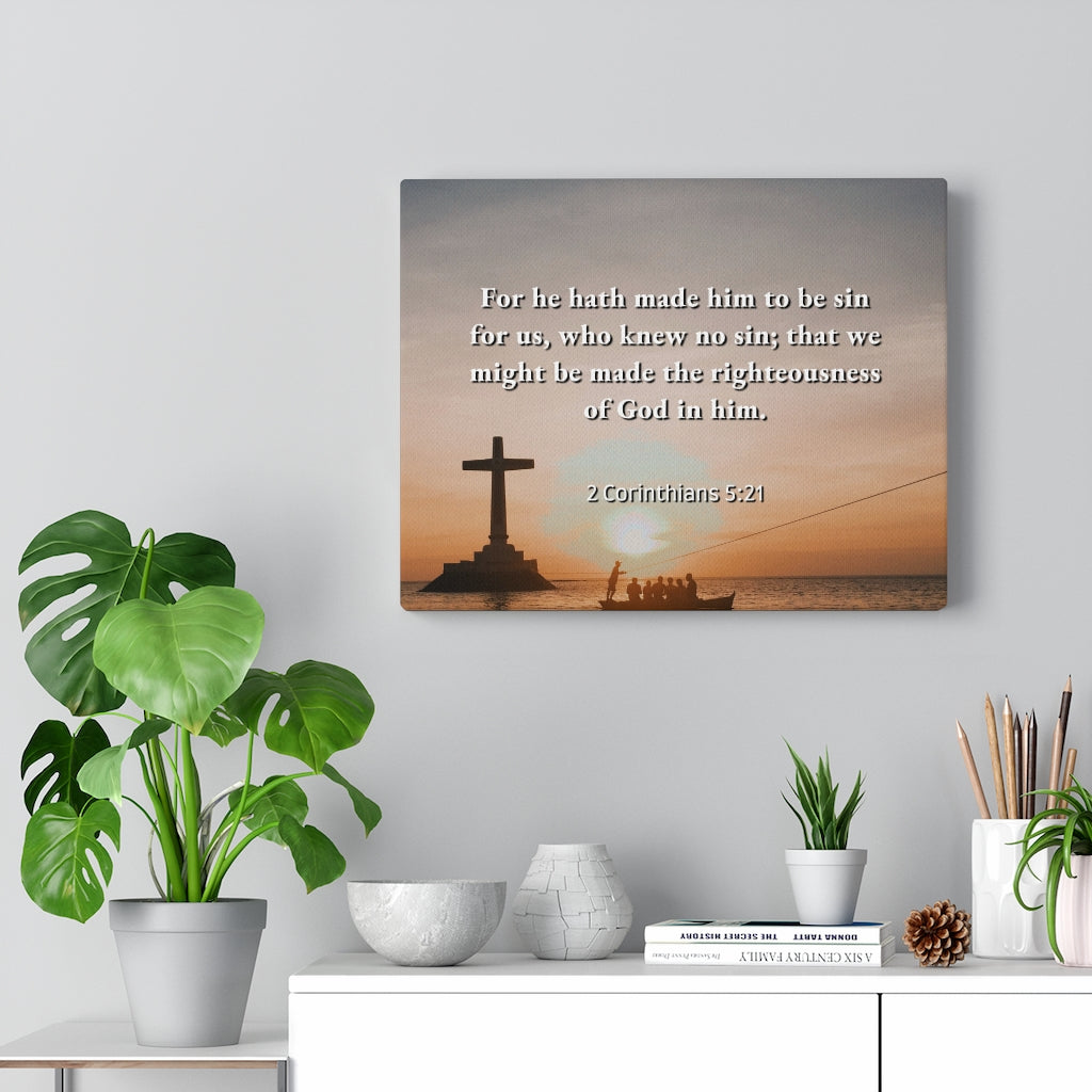 Scripture Walls Righteousness Of God 2 Corinthians 5:21 Bible Verse Canvas Christian Wall Art Ready to Hang Unframed-Express Your Love Gifts