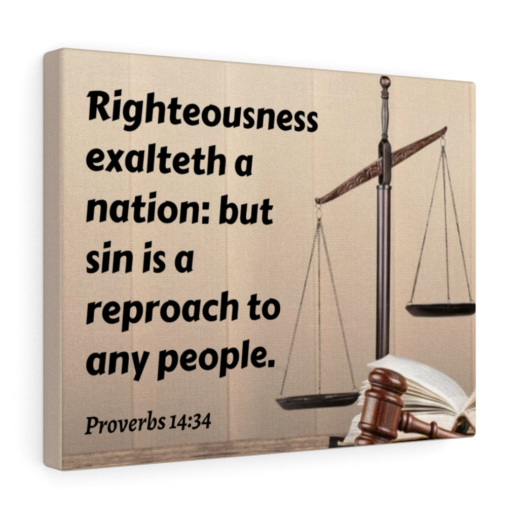 Scripture Walls Righteousness Proverbs 14:34 Bible Verse Canvas Christian Wall Art Ready to Hang Unframed-Express Your Love Gifts