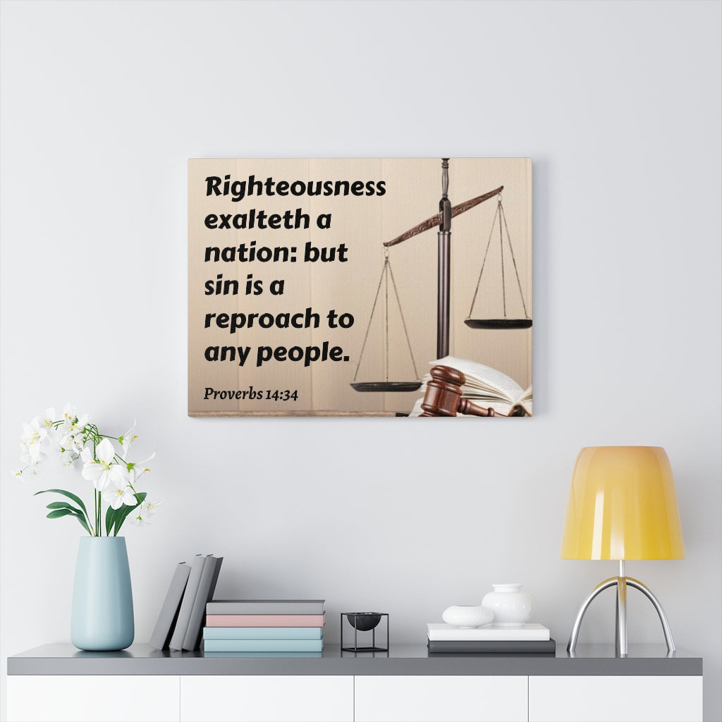 Scripture Walls Righteousness Proverbs 14:34 Bible Verse Canvas Christian Wall Art Ready to Hang Unframed-Express Your Love Gifts