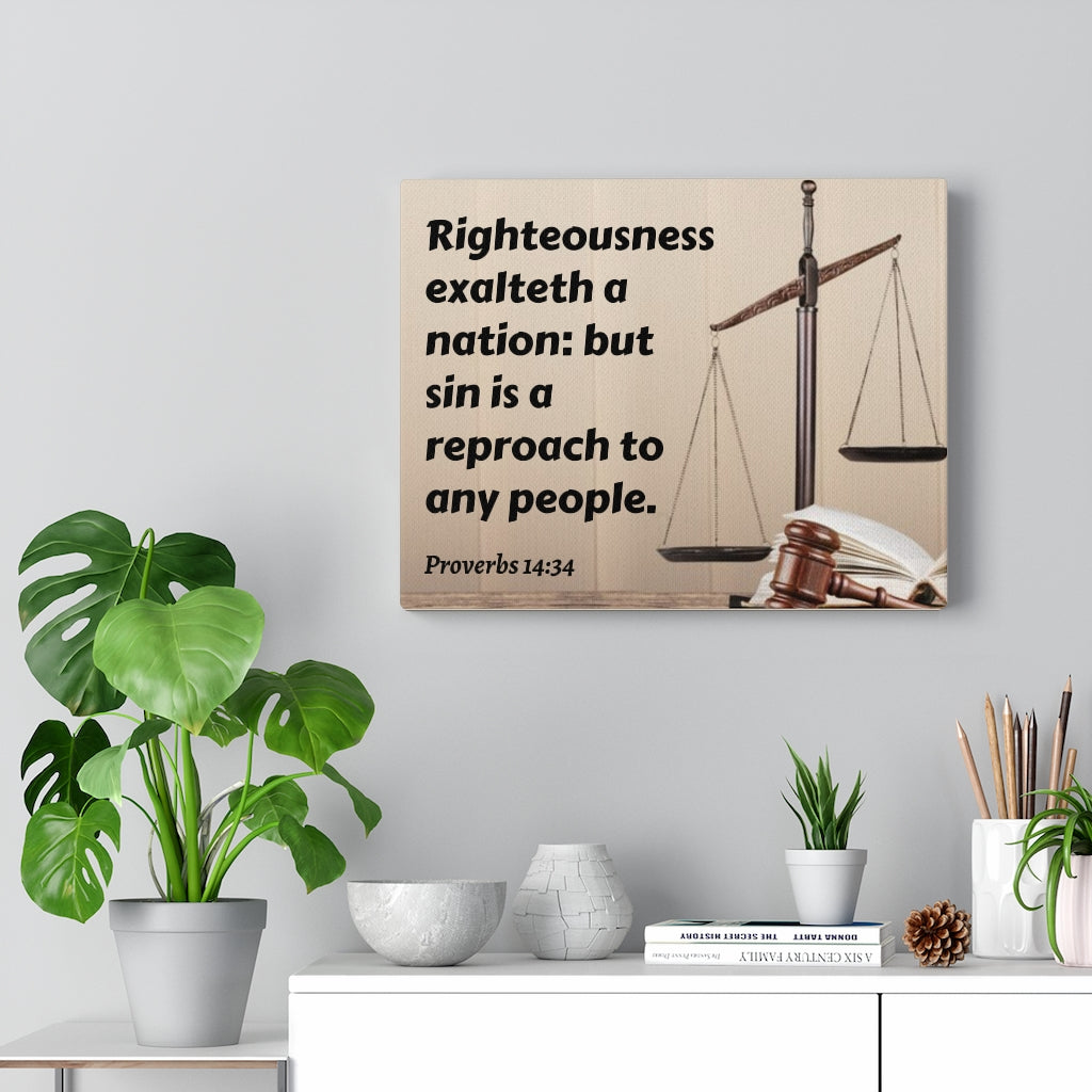 Scripture Walls Righteousness Proverbs 14:34 Bible Verse Canvas Christian Wall Art Ready to Hang Unframed-Express Your Love Gifts
