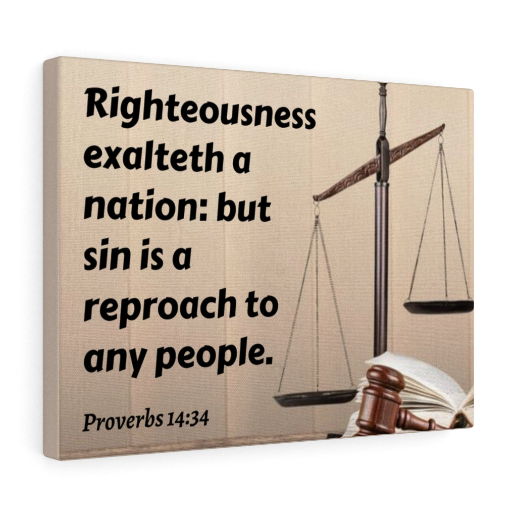 Scripture Walls Righteousness Proverbs 14:34 Bible Verse Canvas Christian Wall Art Ready to Hang Unframed-Express Your Love Gifts