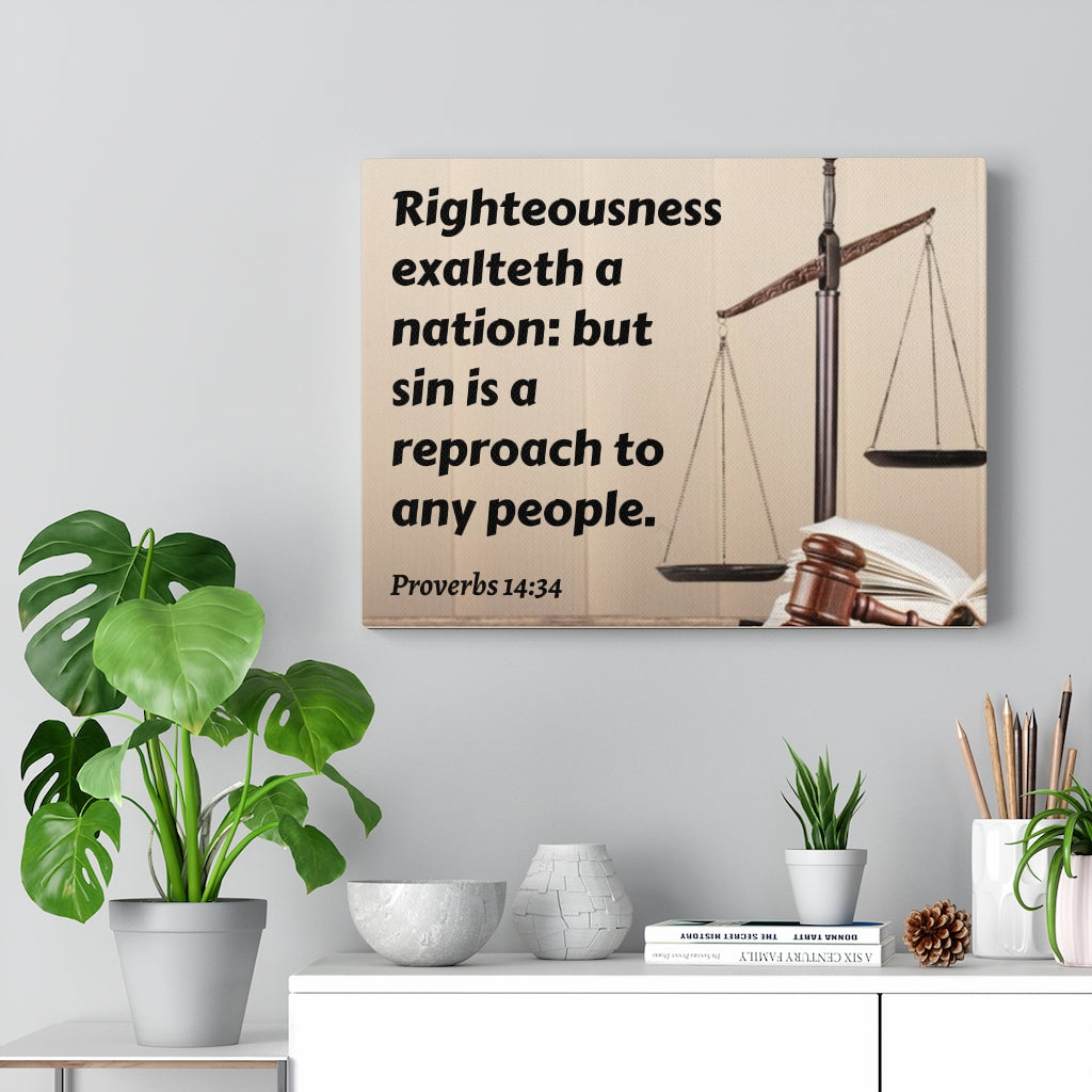 Scripture Walls Righteousness Proverbs 14:34 Bible Verse Canvas Christian Wall Art Ready to Hang Unframed-Express Your Love Gifts