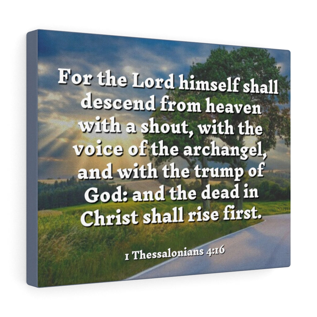 Scripture Walls Rise 1 Thessalonians 4:16 Bible Verse Canvas Christian Wall Art Ready to Hang Unframed-Express Your Love Gifts