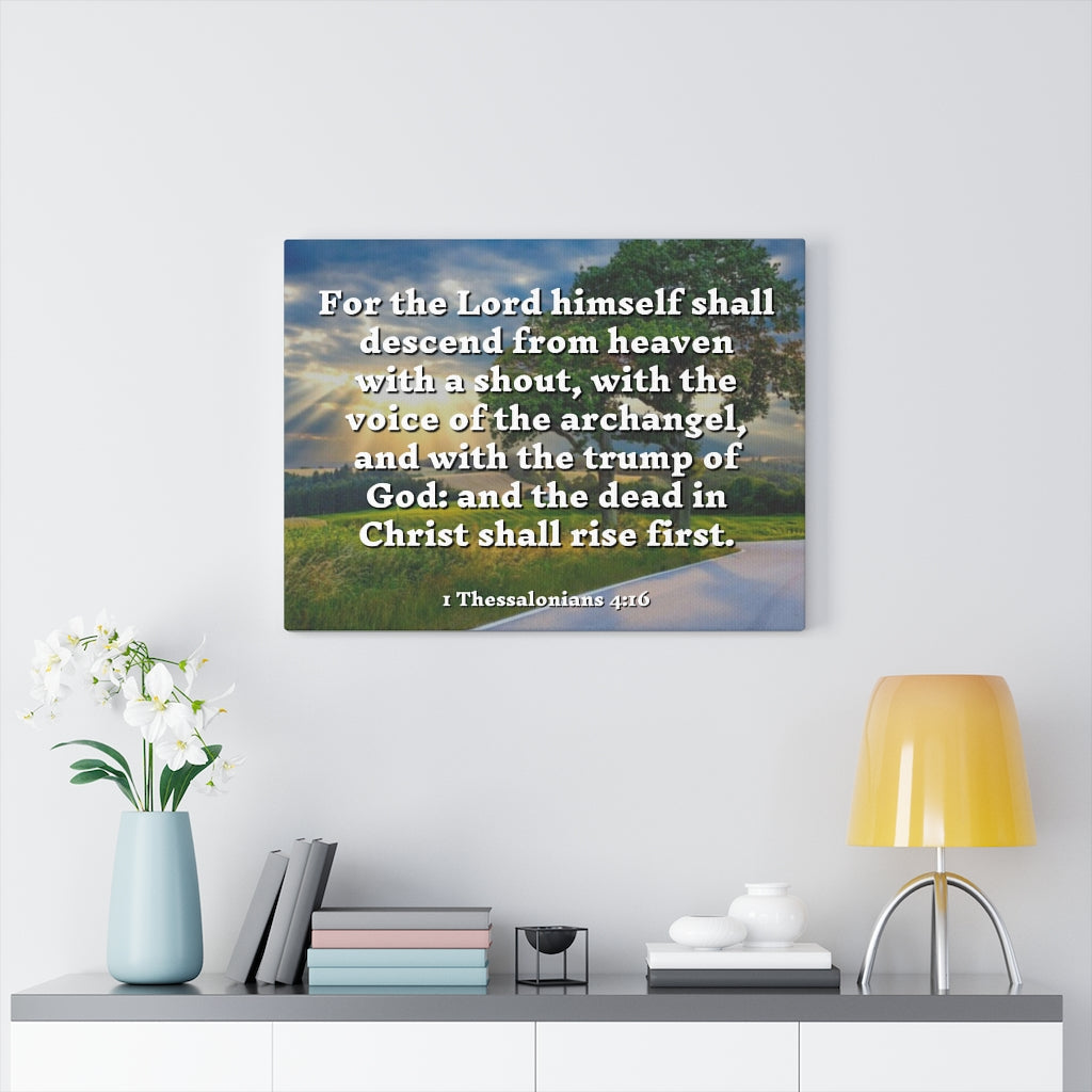 Scripture Walls Rise 1 Thessalonians 4:16 Bible Verse Canvas Christian Wall Art Ready to Hang Unframed-Express Your Love Gifts