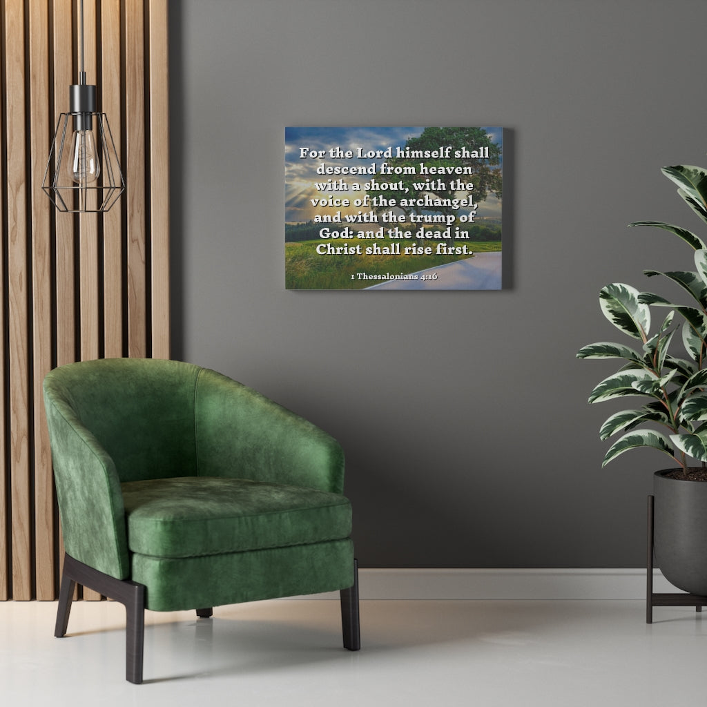 Scripture Walls Rise 1 Thessalonians 4:16 Bible Verse Canvas Christian Wall Art Ready to Hang Unframed-Express Your Love Gifts
