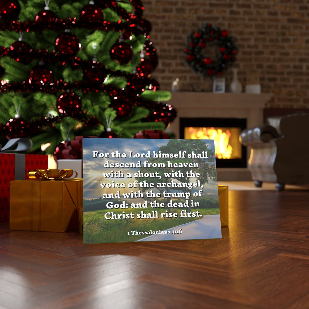 Scripture Walls Rise 1 Thessalonians 4:16 Bible Verse Canvas Christian Wall Art Ready to Hang Unframed-Express Your Love Gifts
