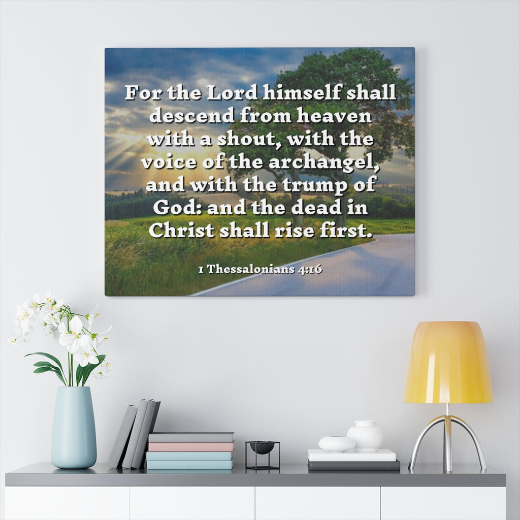 Scripture Walls Rise 1 Thessalonians 4:16 Bible Verse Canvas Christian Wall Art Ready to Hang Unframed-Express Your Love Gifts
