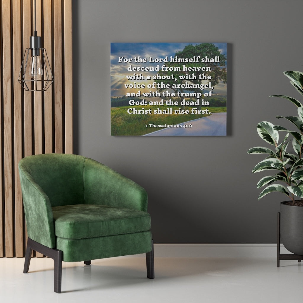 Scripture Walls Rise 1 Thessalonians 4:16 Bible Verse Canvas Christian Wall Art Ready to Hang Unframed-Express Your Love Gifts