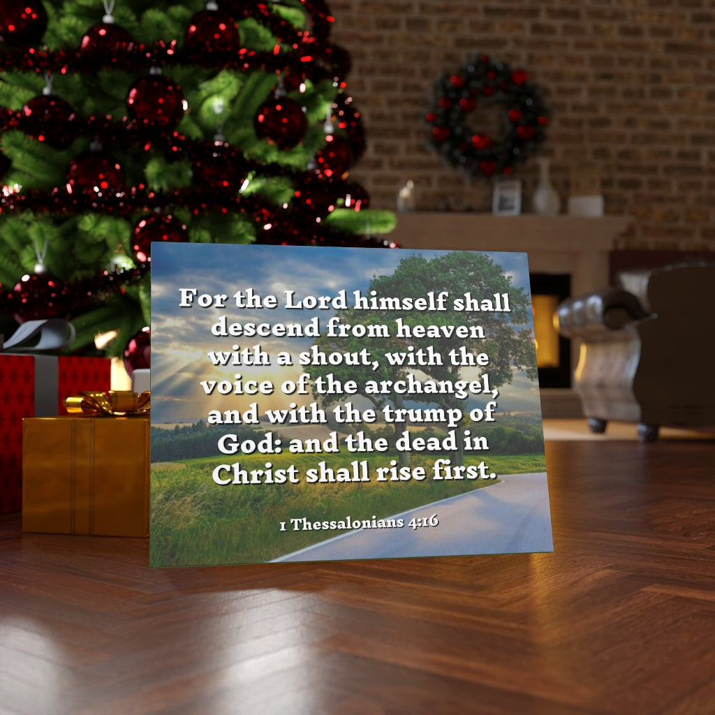 Scripture Walls Rise 1 Thessalonians 4:16 Bible Verse Canvas Christian Wall Art Ready to Hang Unframed-Express Your Love Gifts