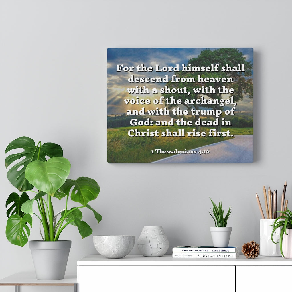 Scripture Walls Rise 1 Thessalonians 4:16 Bible Verse Canvas Christian Wall Art Ready to Hang Unframed-Express Your Love Gifts