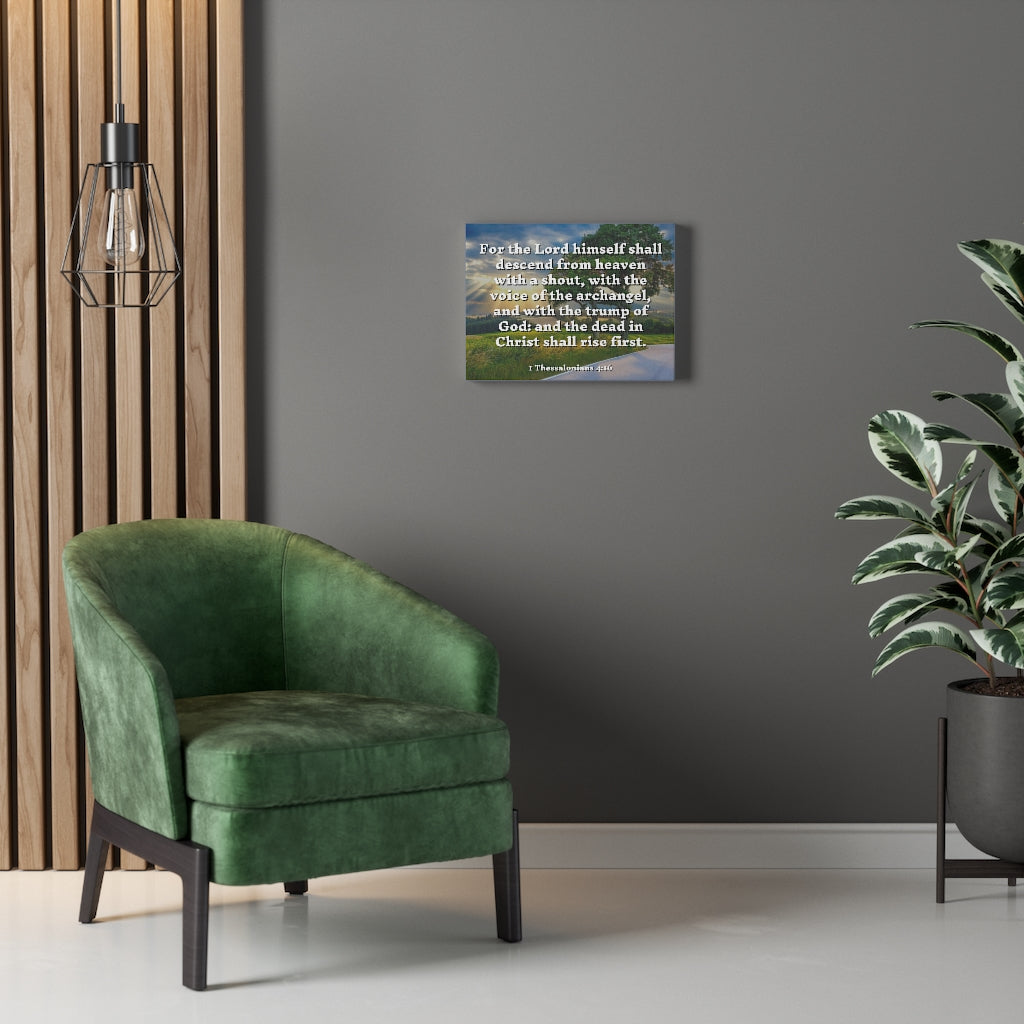 Scripture Walls Rise 1 Thessalonians 4:16 Bible Verse Canvas Christian Wall Art Ready to Hang Unframed-Express Your Love Gifts