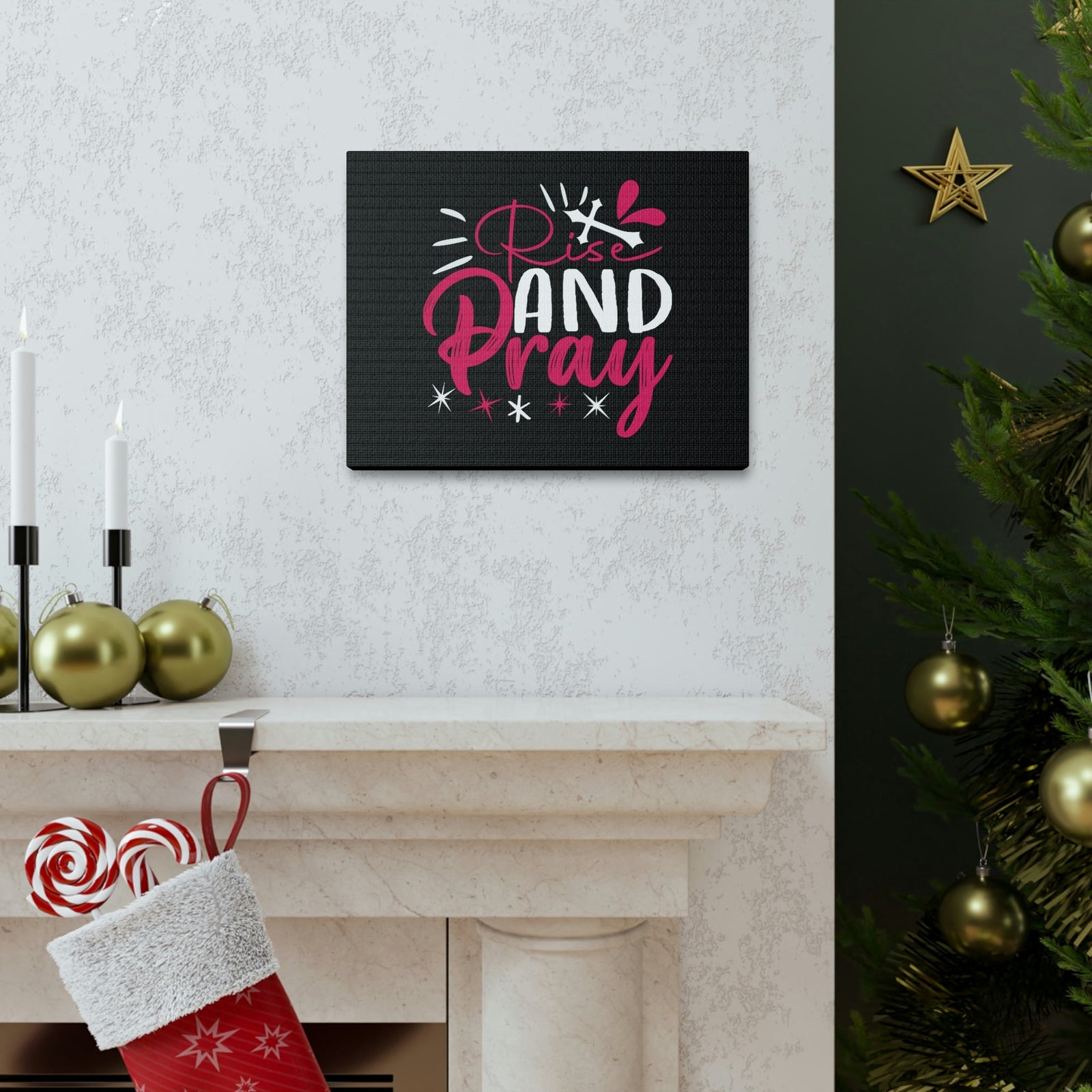 Scripture Walls Rise And Pray Mark 1:35 Red Christian Wall Art Bible Verse Print Ready to Hang Unframed-Express Your Love Gifts