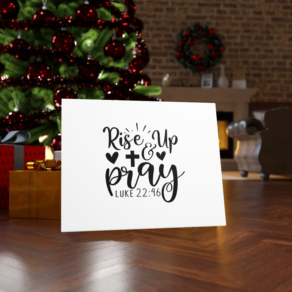 Scripture Walls Rise Up & Pray Cross & Heart Luke 22:46 Bible Verse Canvas Christian Wall Art Ready to Hang Unframed-Express Your Love Gifts