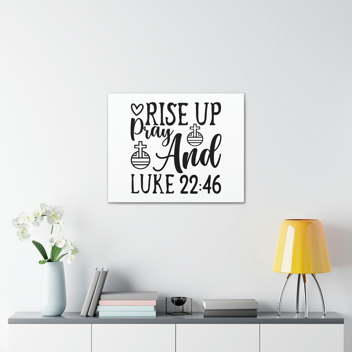 Scripture Walls Rise Up And Pray Heart And Cross Luke 22:46 Bible Verse Canvas Christian Wall Art Ready to Hang Unframed-Express Your Love Gifts