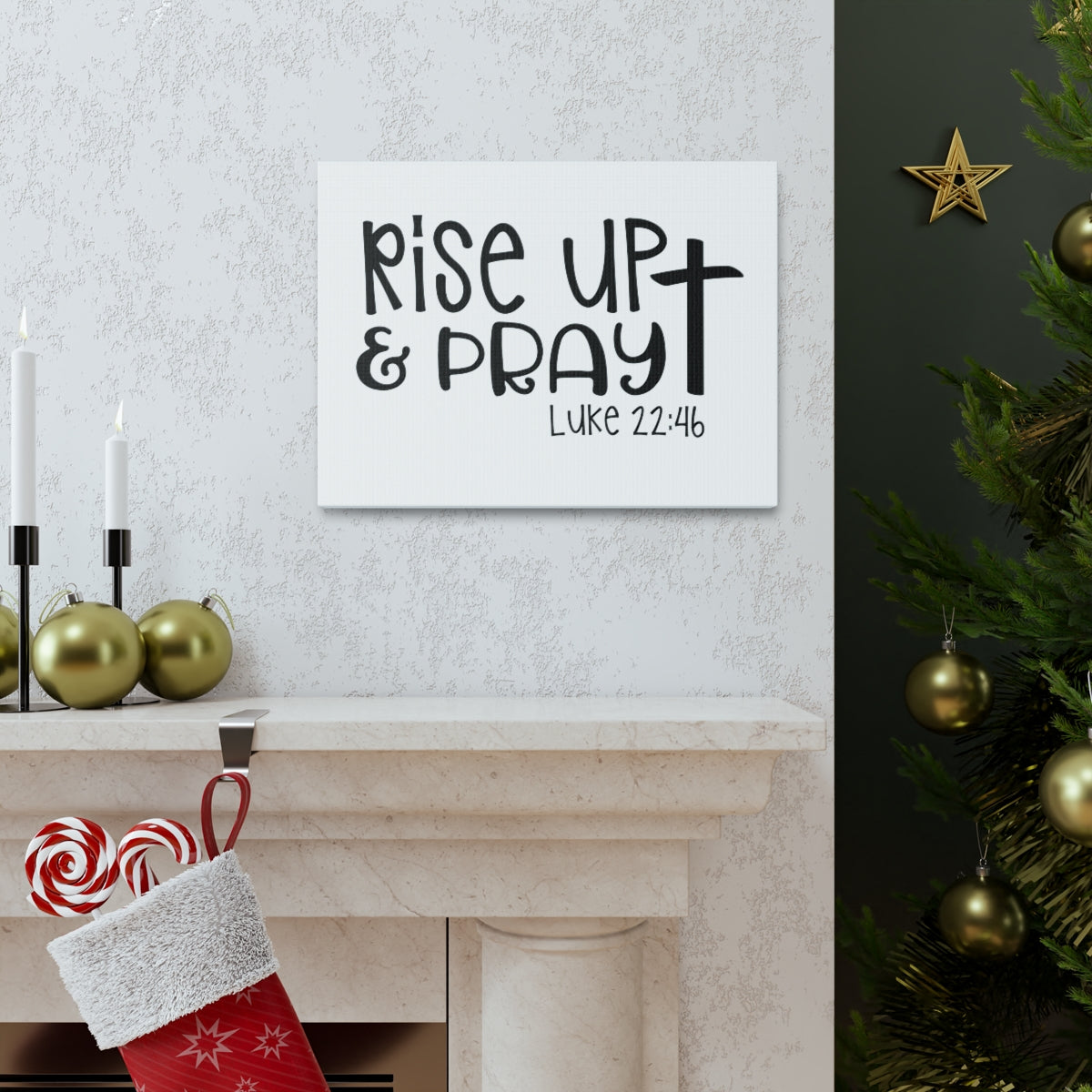 Scripture Walls Rise Up & Pray Luke 22:46 Cross Christian Wall Art Print Ready to Hang Unframed-Express Your Love Gifts