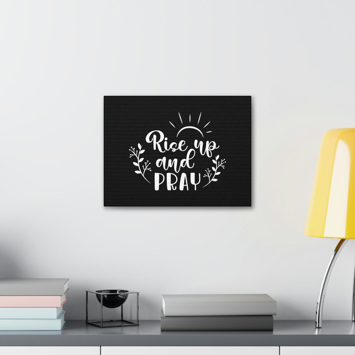 Scripture Walls Rise Up And Pray Mark 1:35 Sun Rays Black Christian Wall Art Bible Verse Print Ready to Hang Unframed-Express Your Love Gifts