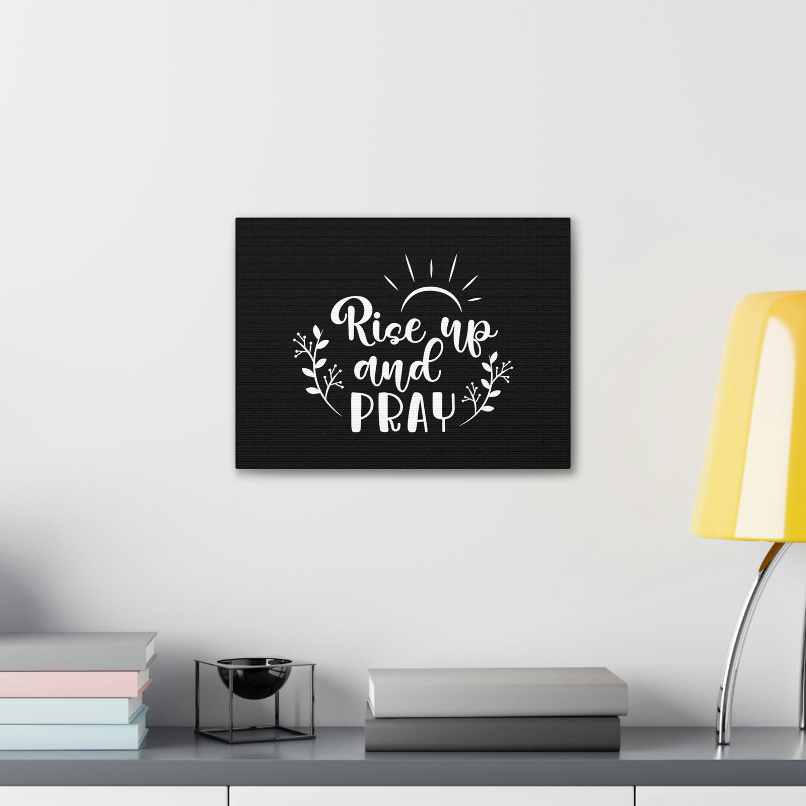 Scripture Walls Rise Up And Pray Mark 1:35 Sun Rays Black Christian Wall Art Bible Verse Print Ready to Hang Unframed-Express Your Love Gifts