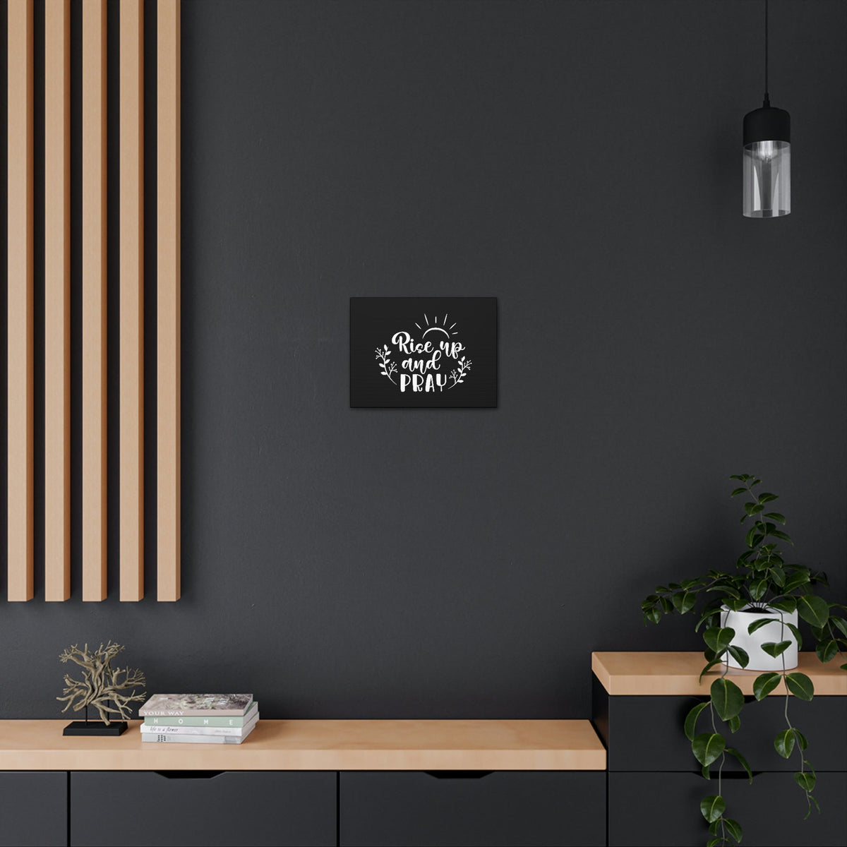Scripture Walls Rise Up And Pray Mark 1:35 Sun Rays Black Christian Wall Art Bible Verse Print Ready to Hang Unframed-Express Your Love Gifts