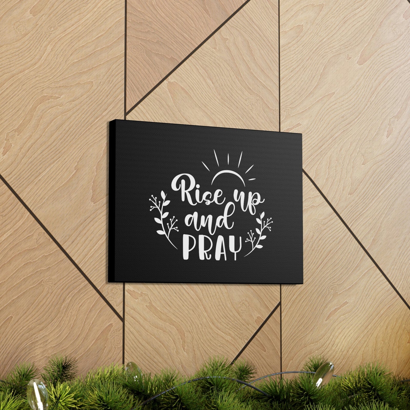 Scripture Walls Rise Up And Pray Mark 1:35 Sun Rays Black Christian Wall Art Bible Verse Print Ready to Hang Unframed-Express Your Love Gifts
