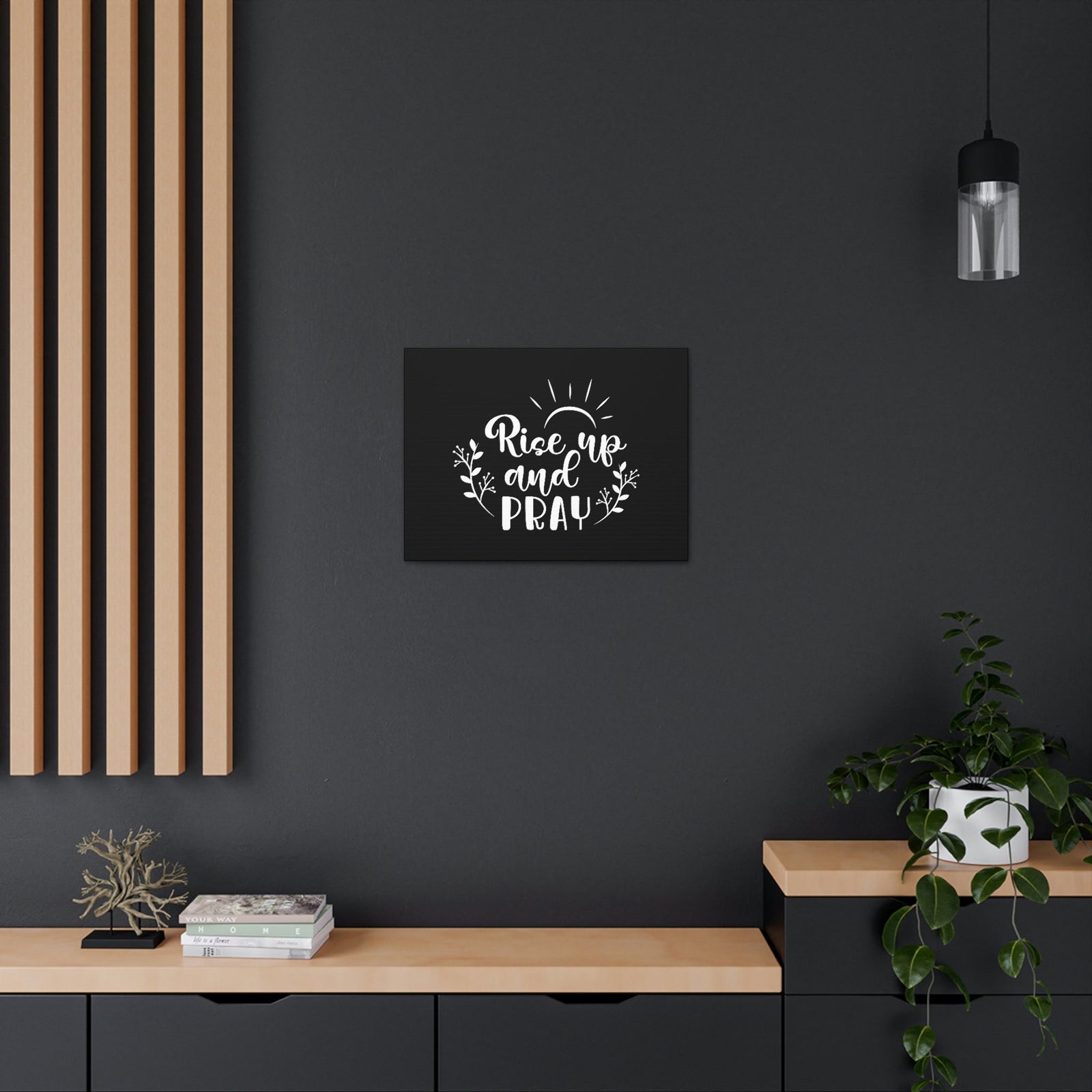 Scripture Walls Rise Up And Pray Mark 1:35 Sun Rays Black Christian Wall Art Bible Verse Print Ready to Hang Unframed-Express Your Love Gifts