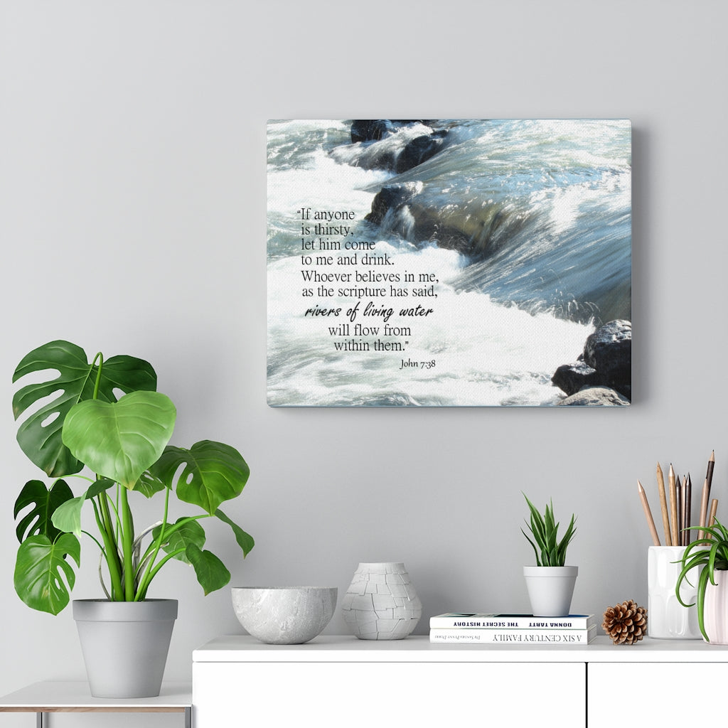 Scripture Walls Rivers Of Living Water John 7:38 Bible Verse Canvas Christian Wall Art Ready to Hang Unframed-Express Your Love Gifts