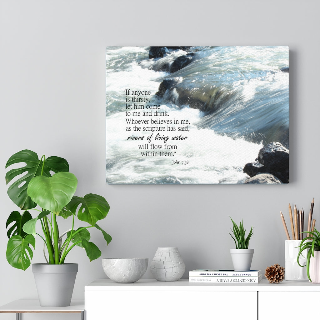 Scripture Walls Rivers Of Living Water John 7:38 Bible Verse Canvas Christian Wall Art Ready to Hang Unframed-Express Your Love Gifts