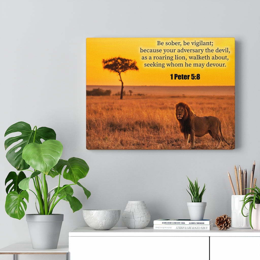Scripture Walls Roaring Lion 1 Peter 5:8 Bible Verse Canvas Christian Wall Art Ready to Hang Unframed-Express Your Love Gifts