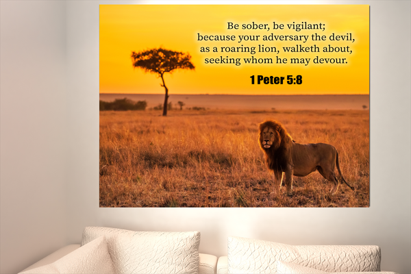 Scripture Walls Roaring Lion 1 Peter 5:8 Bible Verse Canvas Christian Wall Art Ready to Hang Unframed-Express Your Love Gifts