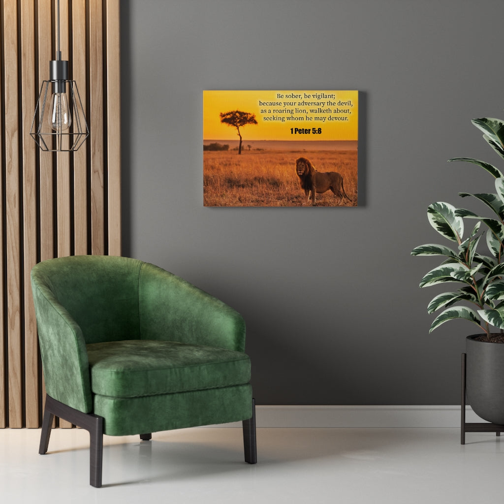 Scripture Walls Roaring Lion 1 Peter 5:8 Bible Verse Canvas Christian Wall Art Ready to Hang Unframed-Express Your Love Gifts