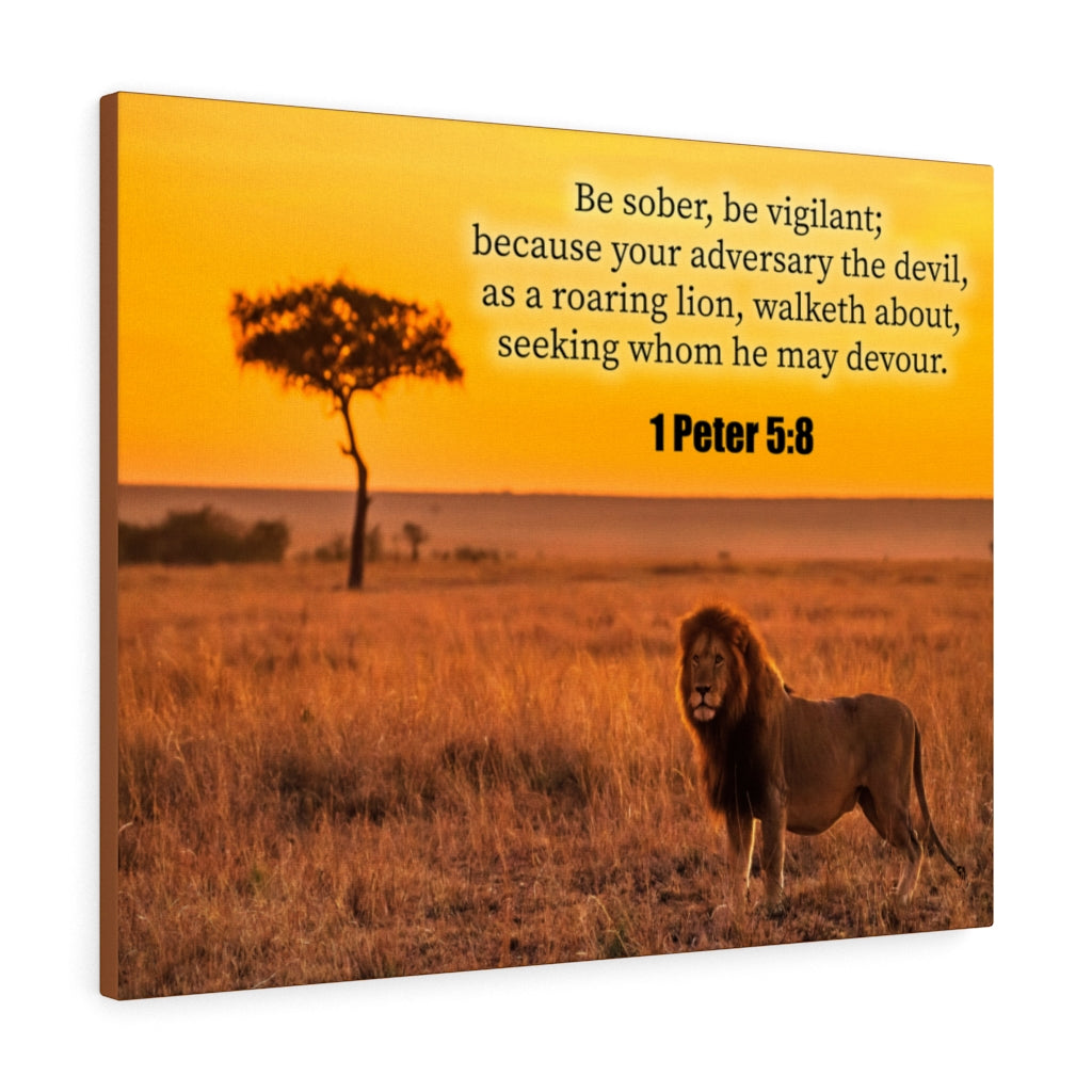 Scripture Walls Roaring Lion 1 Peter 5:8 Bible Verse Canvas Christian Wall Art Ready to Hang Unframed-Express Your Love Gifts
