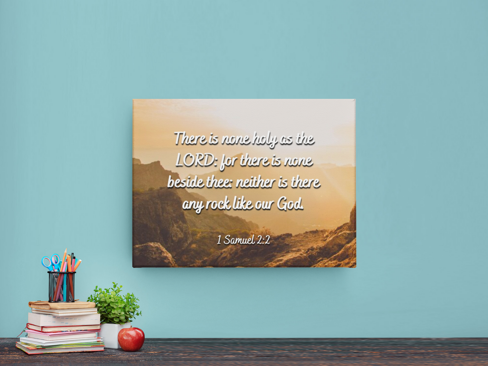Scripture Walls Rock 1 Samuel 2:2 Bible Verse Canvas Christian Wall Art Ready to Hang Unframed-Express Your Love Gifts