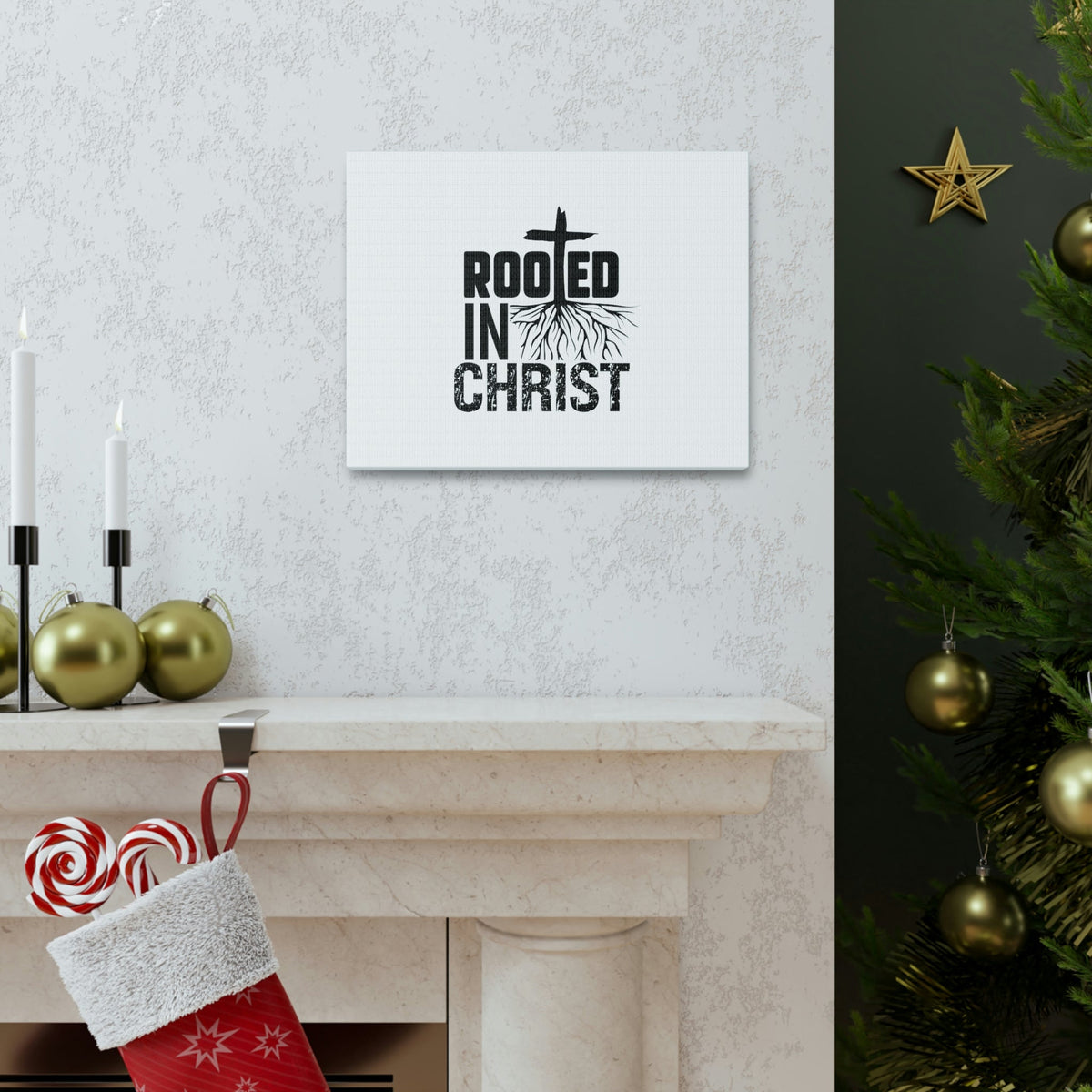 Scripture Walls Rooted In Christ Ephesians 3:17 Cross Christian Wall Art Bible Verse Print Ready to Hang Unframed-Express Your Love Gifts