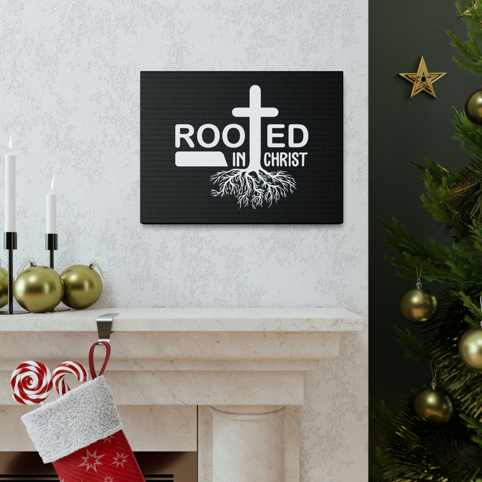 Scripture Walls Rooted In Christ Ephesians 3:17 Tree Roots Christian Wall Art Bible Verse Print Ready to Hang Unframed-Express Your Love Gifts