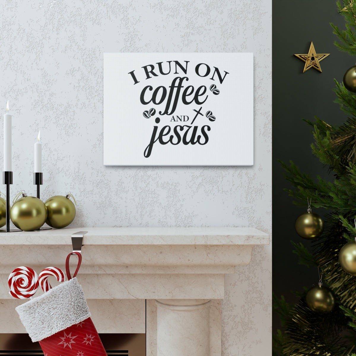 Scripture Walls Run On Coffee Matthew 11:28 Cross Christian Wall Art Bible Verse Print Ready to Hang Unframed-Express Your Love Gifts