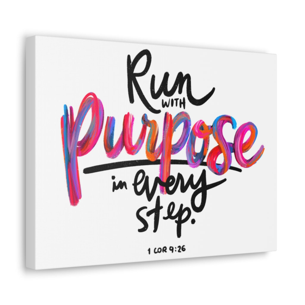 Scripture Walls Run With Purpose 1 Corinthians 9:26 Bible Verse Canvas Christian Wall Art Ready to Hang Unframed-Express Your Love Gifts